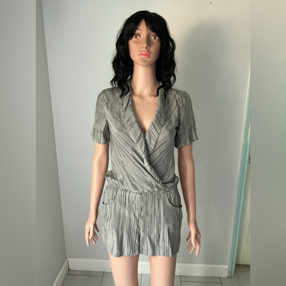 Armani Exchange Gray Silk Romper Sz 0